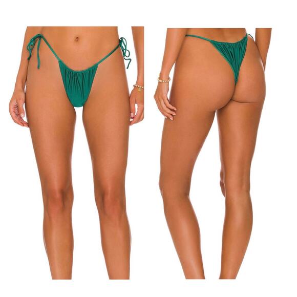 VDM Marley Bikini Bottom Side Tie in Metallic Ivy and Matte Green Size Large - Picture 1 of 9